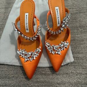 Manolo blahnik lurum embellished satin heels Org $1,395 Sz 37.5